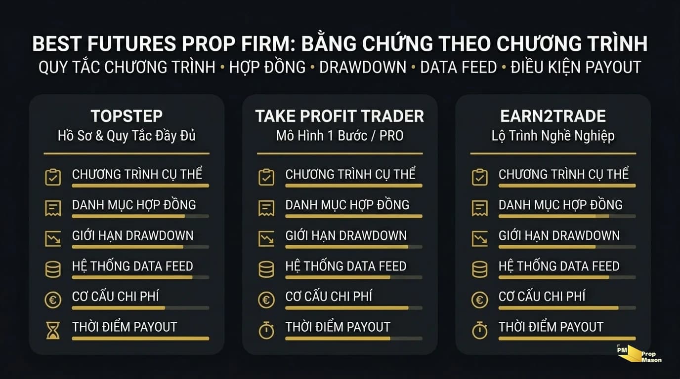 So sánh prop firm futures theo công thức drawdown, chi phí và payout