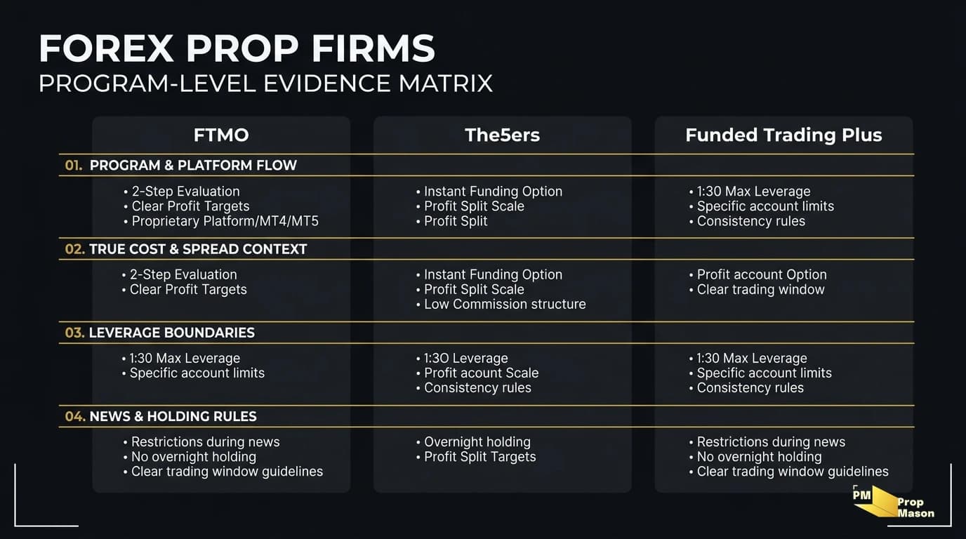 How the loss limit works at forex prop firms, side by side