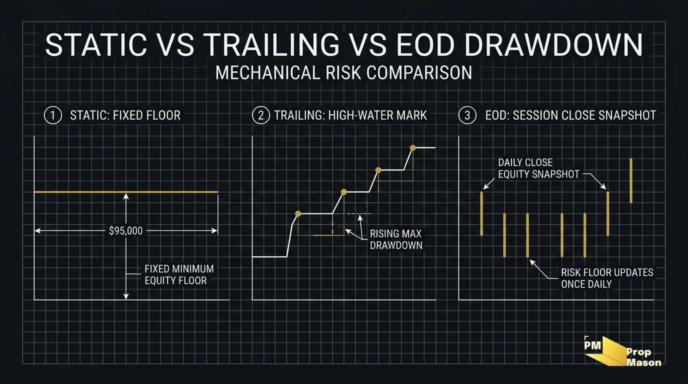 Trailing vs EOD vs Static Drawdown: Compare the Models
